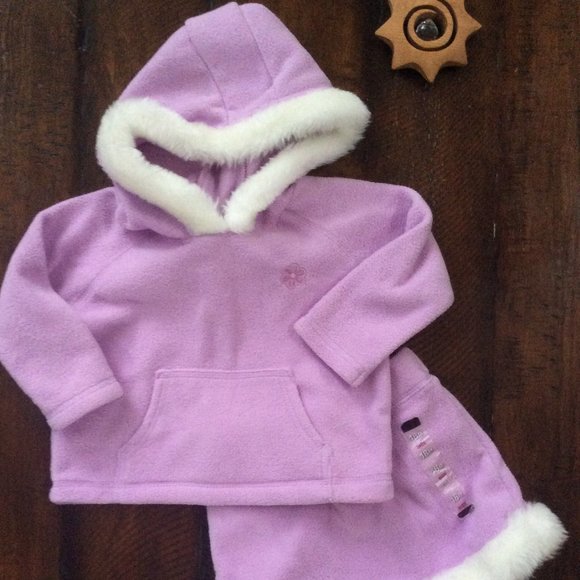 NWT Purple Fleece Hoodie Skirt Outfit Girls 18 mos
